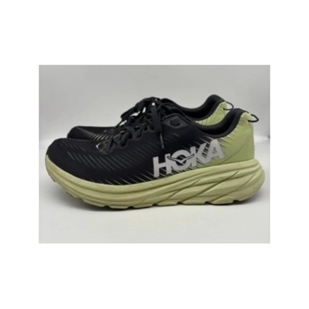 Hoka Rincon 3 Mens 9.5D Black Green Glow Lightweight Running Shoes 1119395 BGBT